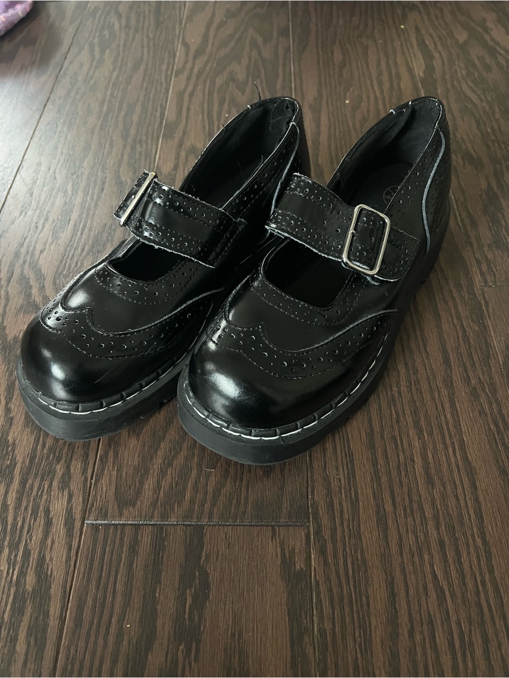 T.U.K Brogue Mary Jane Dress Shoes with Buckle